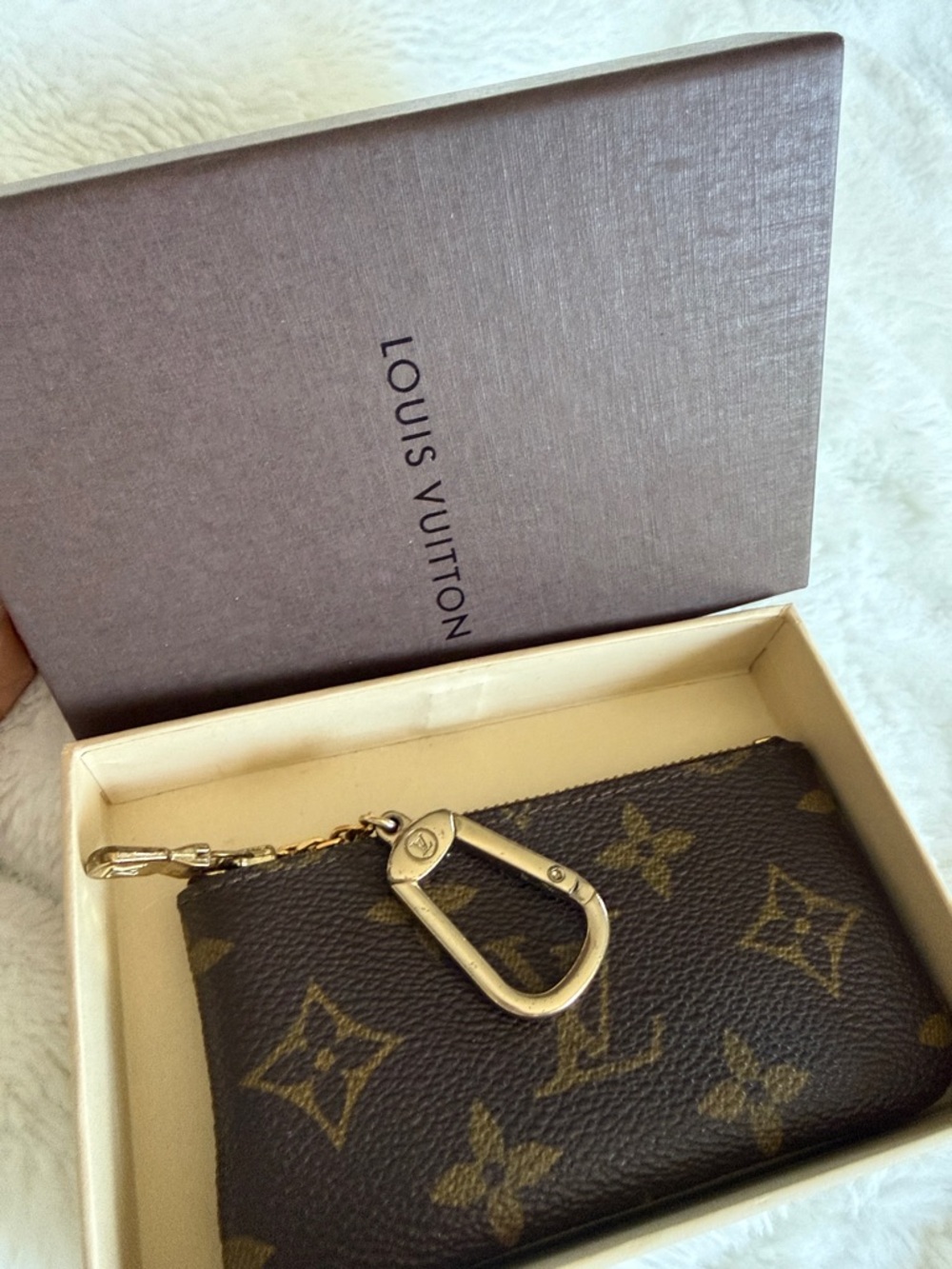 Louis Vuitton Monogram Key Pouch in Brown and Gold Hardware